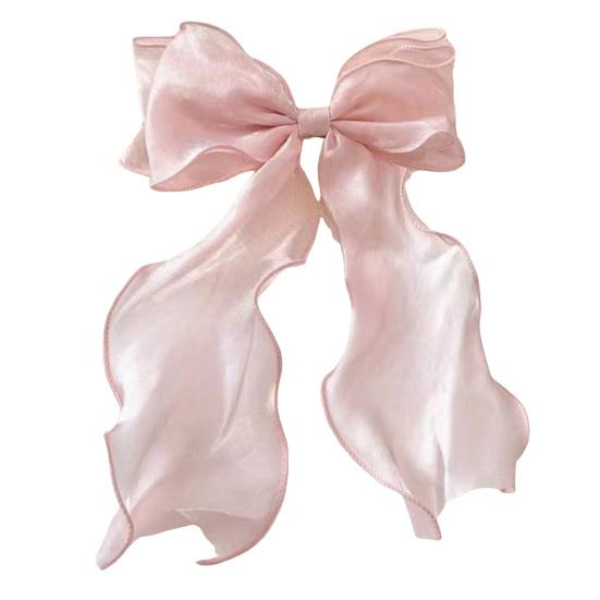 Women Hair Clip Mesh Yarn Ribbon Bowknot Decor Cartoon Hair Pin with Long Tail Sweet Hair Accessories