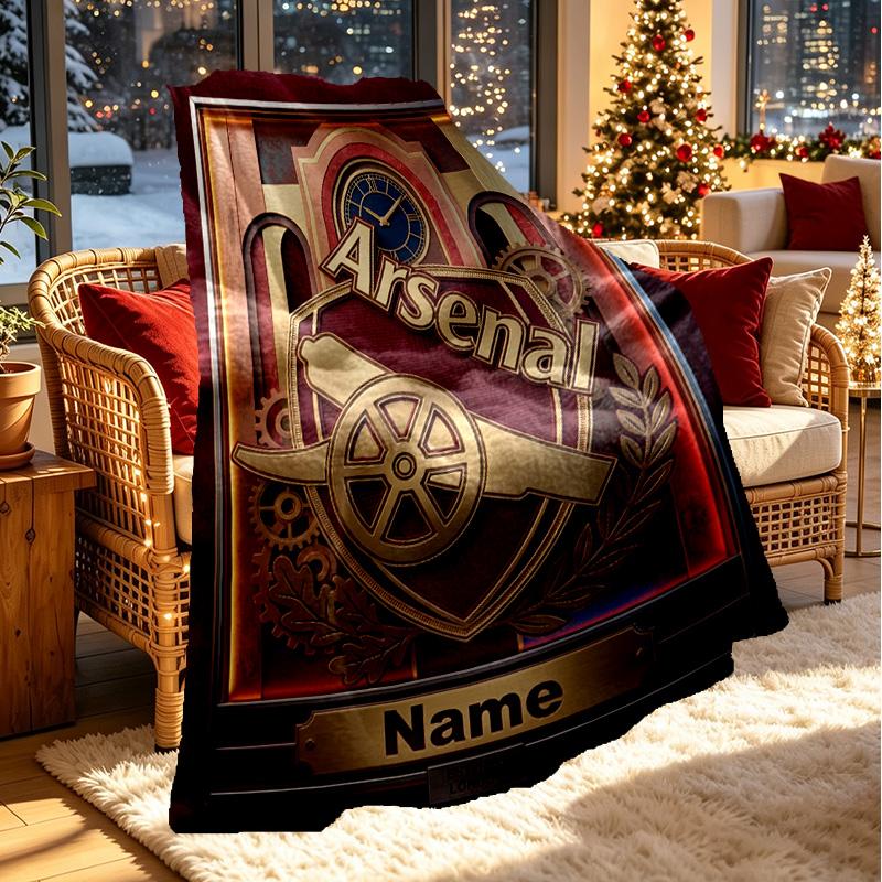 Custom Name Personalized Arsenal F.C Print Blanket, Home Decor, Bedroom, Sofa, Camping, Couch, Gifts for Birthday Christmas