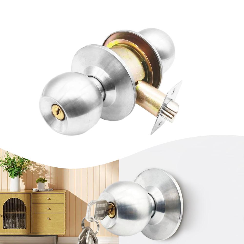 Door Knob with Lock Stainless Steel Front Door Lock Set Lightweight Wear-resistant for Bedroom