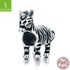 Sterling Silver 925 Zebra Pendant Bracelet - Cute 3D Design for Girls (SCC550)
