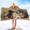 Масляная живопись Серия кошек Пляжное полотенце для отпуска на море Полотенце для купания и ванны Спортивное полотенце из микрофибры