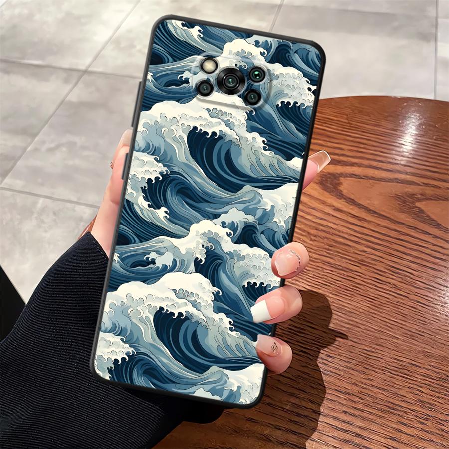 Чехол для телефона Funda для Xiaomi Poco F8 X3 X4 X5 X7 Pro C71 C75 C61 F3 M5 C50 M3 M4 M7 F1 Мультяшная Волна