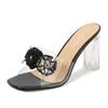 Plus Size High Heels Transparent Crystal Flower Ladies Sandals