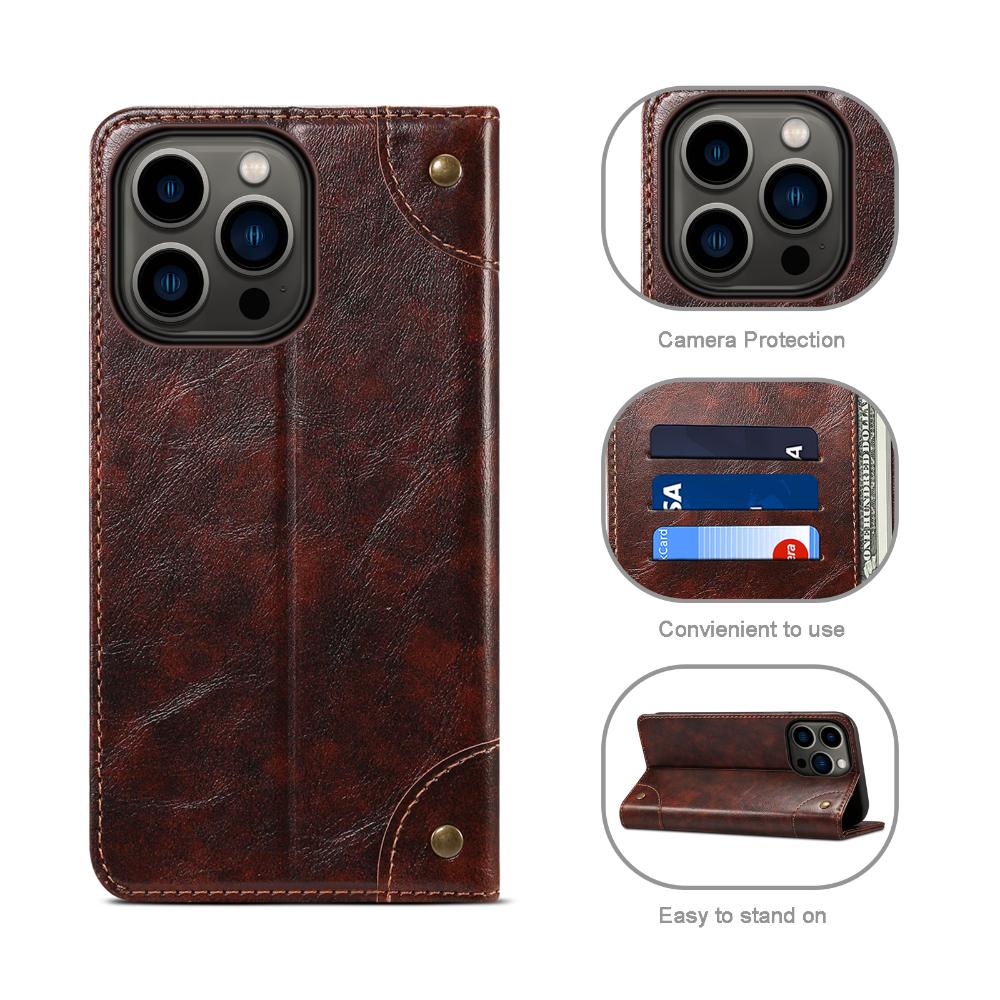 Flip Leather Wallet Phone Case for IPhone 17 16 15 14 Pro Max Air 16E 16 Plus 11 12 13 Magnetic Card Slot Holder Cover LS055