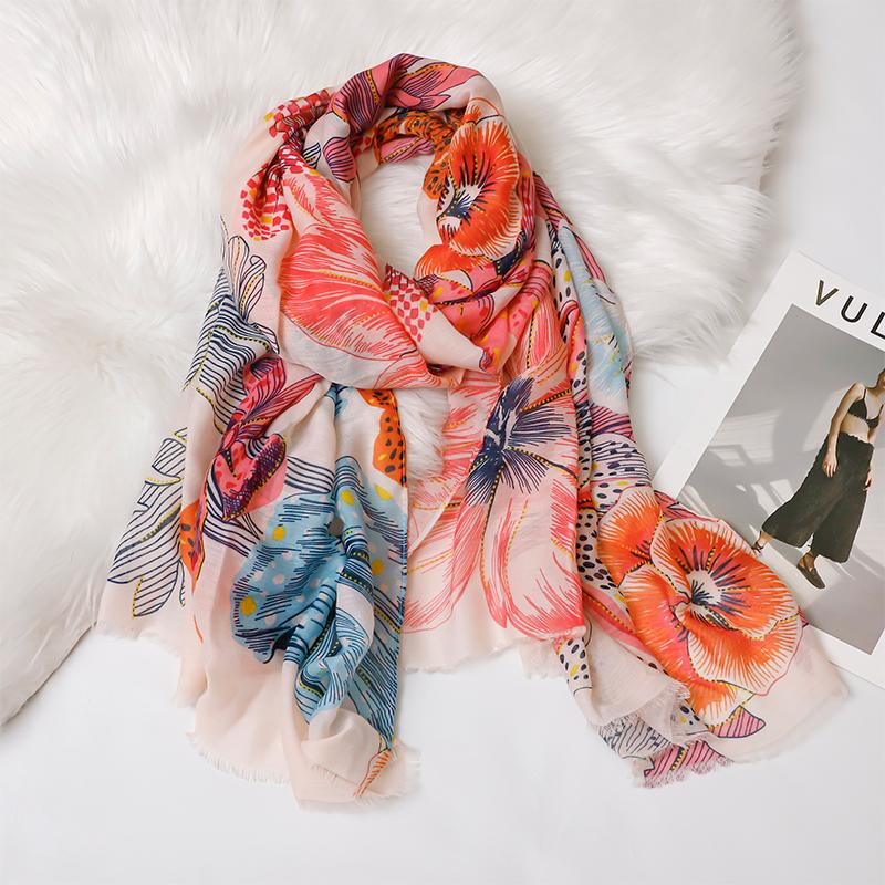 Хлопковый шаль с цветочным тиснением; Вискозный шарф для женщин; пляж; Солнцезащитный; Мусульманский хиджаб-обертывание