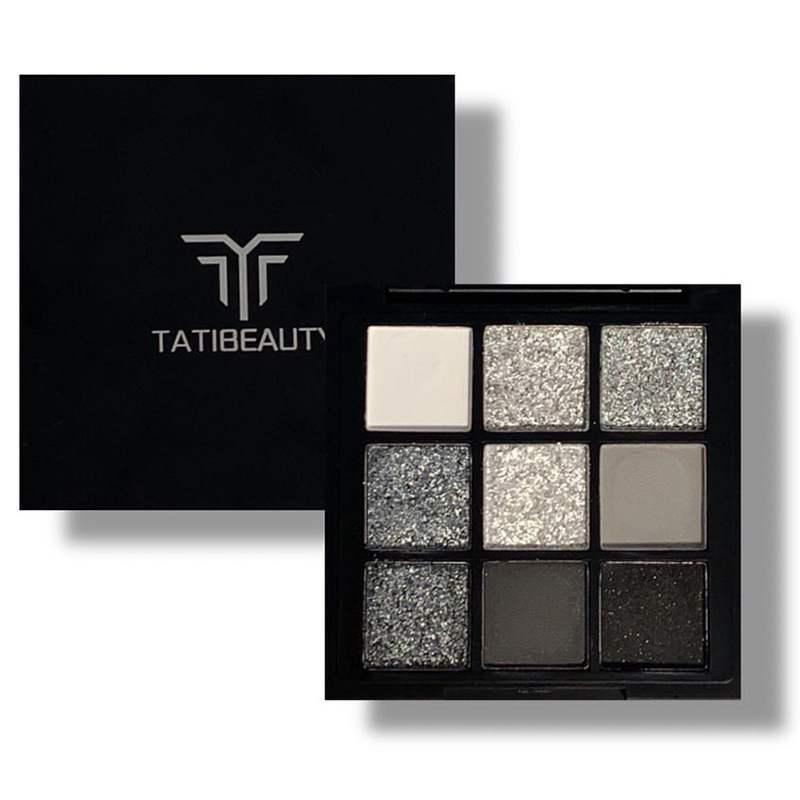 Палетка теней для век Black Swan Metallic из девяти цветов - Перламутровый шиммер для дымчатых, серо-черных образов