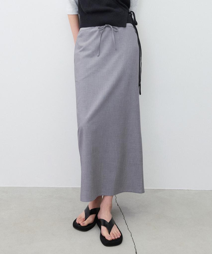 Suare Woman Wool Cotton String Skirt Grey