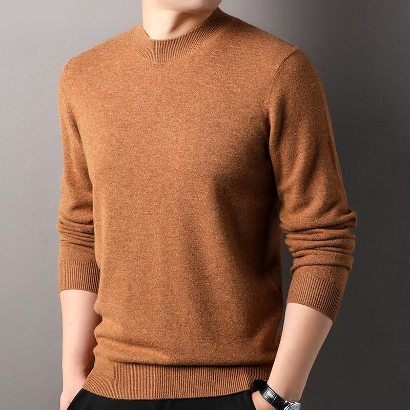 Hengyuanxiang Men's 100% Pure Wool Round Neck Sweater