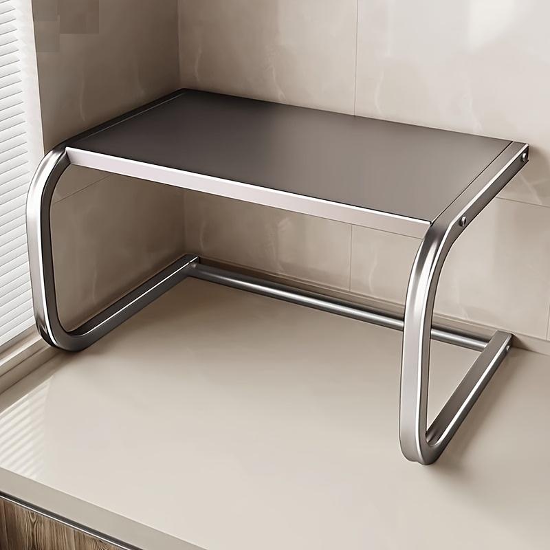 Просторная 2-ярусная металлическая подставка для микроволновой печи, настольная полка для хранения духовки и выпечки, не требует сборки, прочный кухонный органайзер