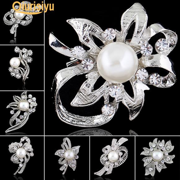 Серебряная брошь из горного хрусталя с камнями, в форме цветка