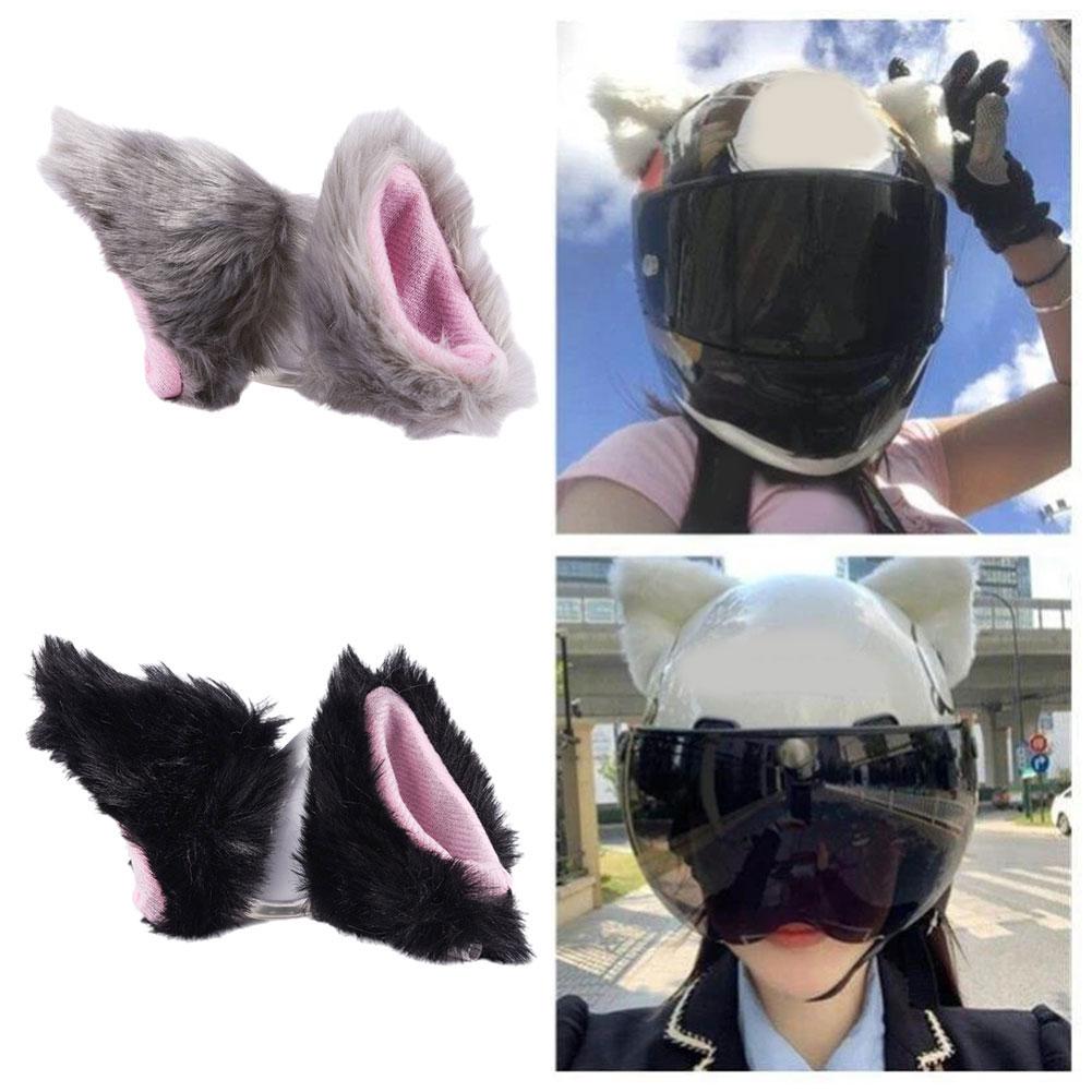 Декор для мотоциклетного шлема, кошачьи ушки, милые плюшевые наклейки, мотокросс, полнолицевой шлем для бездорожья, косплей, стиль, аксессуары для мотоциклов