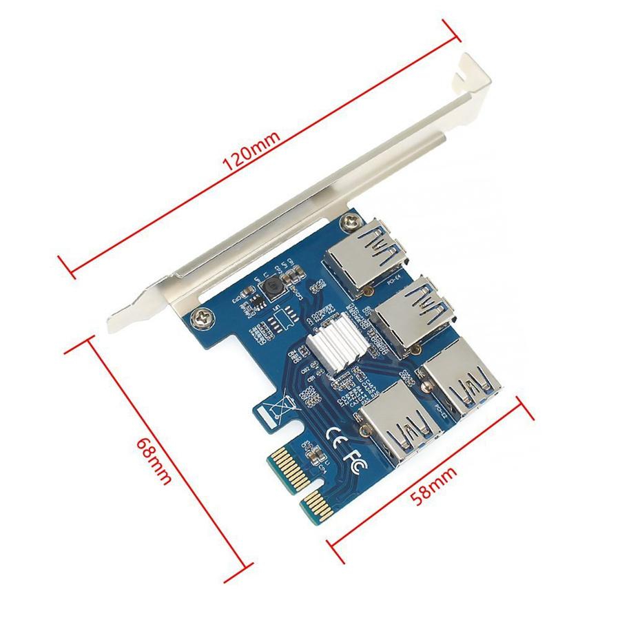 1 шт. Карта-райзер PCI Express 1-to-4 PCIe с портом USB 3.0, адаптер-разветвитель