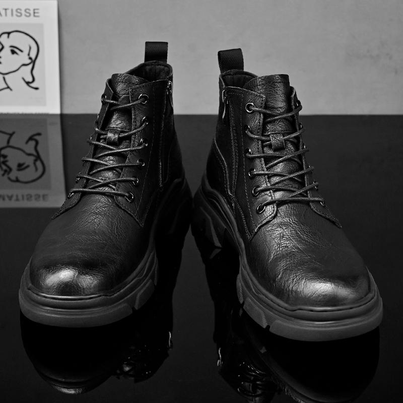 High Top Mens Comfortable Sneakers Brand All-match Motorcycle Boots Lace Up Outdoor Ankle Boots New Handmade Men Casual Shoes