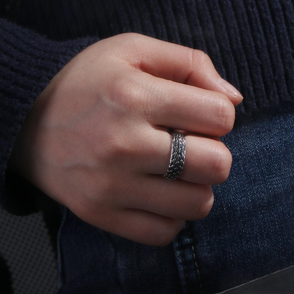 Уникальное регулируемое шикарное панк-серебристое ретро-кольцо из цинкового сплава с открывающимся кольцом в виде чешуи дракона, мужское ювелирное изделие