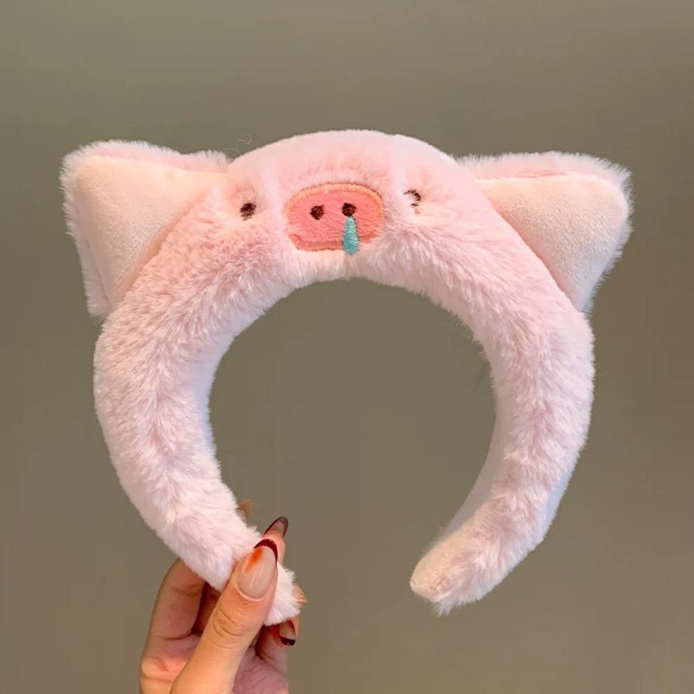 Hair Accessories Snotty Pig Cartoon Headband Non-slip Plush Doll Plush Hairband Headwear Sweet Penguin Hair Hoop Makeup