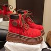 Thick-soled Hollow Rhubarb Boots Women's Martin Boots 2025 Summer, Autumn and Winter New Popular Short Tube Versatile Short Boots Single Boots