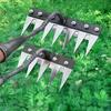 Garden Weeding Rake Heavy-Duty Carbon Steel Weed Puller 5/6/7/8 Teeth Weeder Rake Hand Uprooting Tool for Yard Lawn Gardening Landscaping
