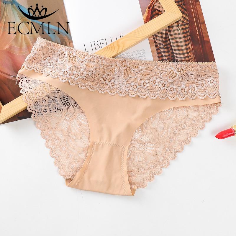 Women Floral Lace Seamless Panties Mid Waist Hip Lifting Briefs Underwear Hollow Out Underpants