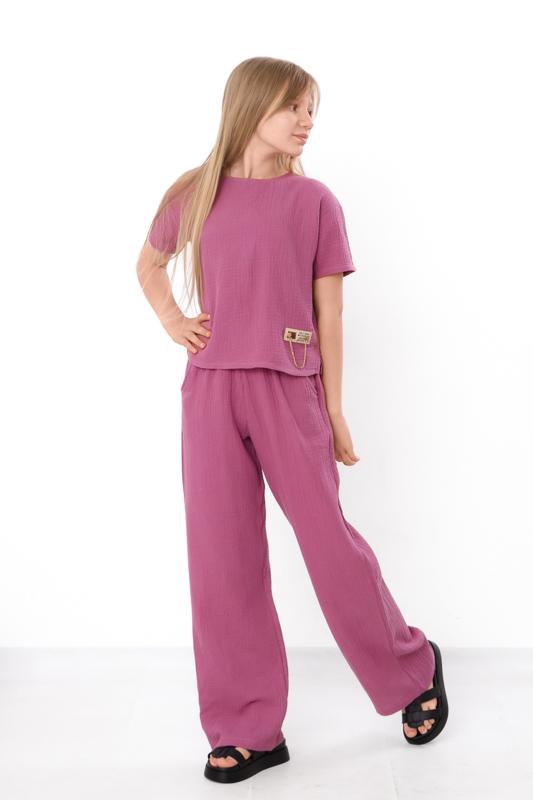 Teen Girls’ Muslin Set – Lightweight Blouse with Patch Detail & Loose Pants Summer 6433-118 HC