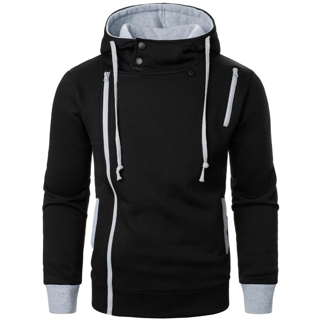 Men‘s Zipper Pullover Long Sleeve Hooded Sweatshirt Tops Blouse