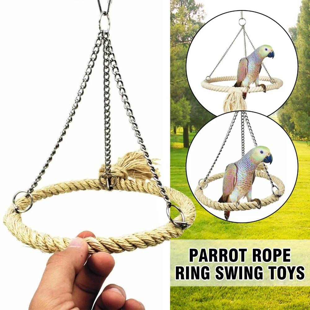 Rope Ring Swing Toys Budgie Cockatiel Hanging Cage Hammock Perch Bird Toy