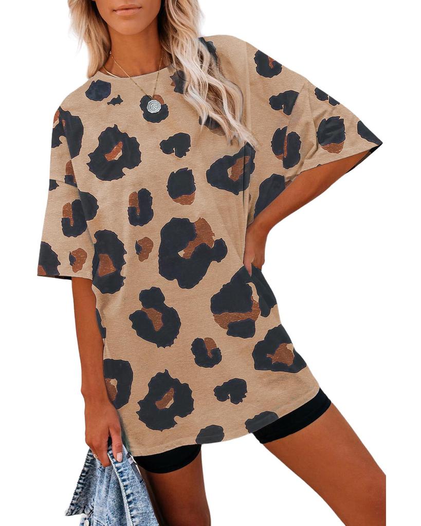Azura Exchange Leopard Print Loose T-Shirt