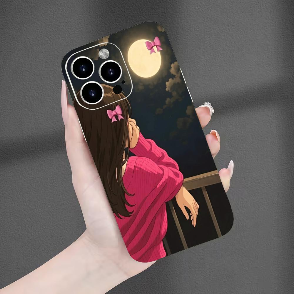 Cartoon anime girl pattern phone case suitable for iPhone 17 16 15 14 13 12 11 Pro/Max/Plus anti drop and shockproof back cover