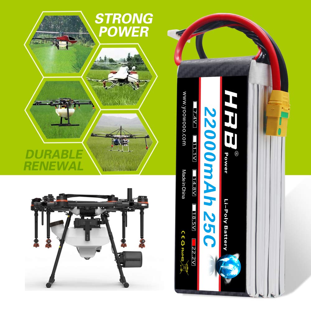 HRB Lipo Pack 22.2v 6s 22000mAh 25C XT90-S Plug for DJI S800 S900 S1000 + UAV E1200 Plant Protector