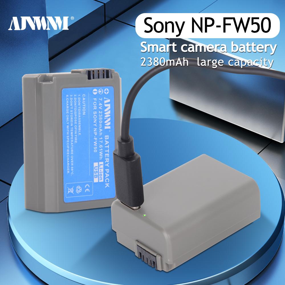 AJNWNM 7.4V 2380mAh USB NP-FW50 NP FW50 NPFW50 Аккумулятор для Sony Alpha a 6500a 6300 A6000 A5000 A3000 NEX-3 a7R a7S NEX-7
