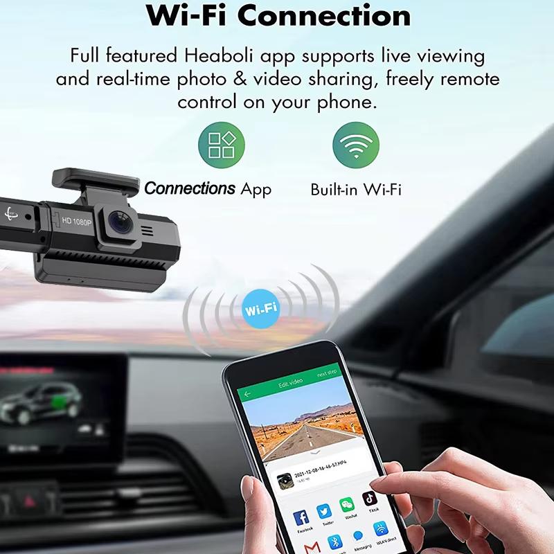 Камера 1080P для автомобиля WIFI APP с двумя объективами, видеорегистратор для автомобилей, передняя и внутренняя камера для автомобиля, автомобильный аксессуар