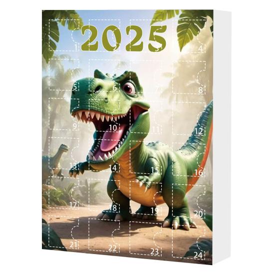 Календарь обратного отсчета до Рождества с динозаврами на 2025 год, Праздничный адвент-календарь с коллекционными подвесными украшениями, Акриловый плоский набор подвесок с буквами динозавров