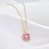 1 Pcs Women Fashion Accessories Inlaid Pink Glass Copper Pendant Necklace Hundreds of Light Luxury Style Jewelry