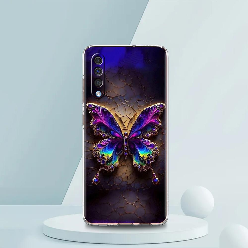 Luxury Butterfly Glitter Clear Transparent Phone Case for Samsung Galaxy A16 A14 A12 A22 A24 A42 A02 A03S A06 A20 A30 A40 Cover