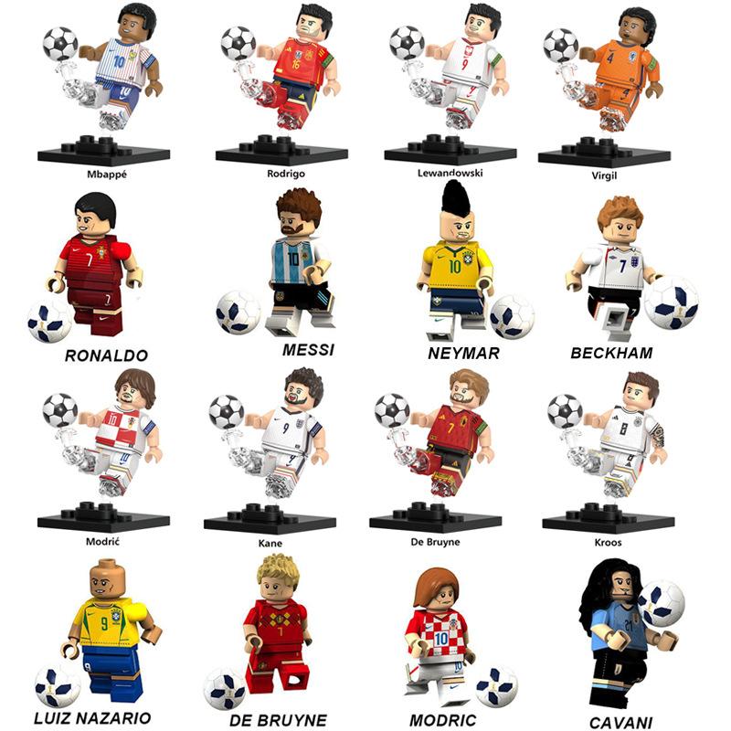 World Cup Football Star Athlete Building Block Doll Toy Children Assemble Model Bag Pyp