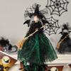 1 Pcs Broom Witch Doll Haunted House Doll Ornaments Black Spider Web Dress Witch Halloween Ghost Festival Decorate Props
