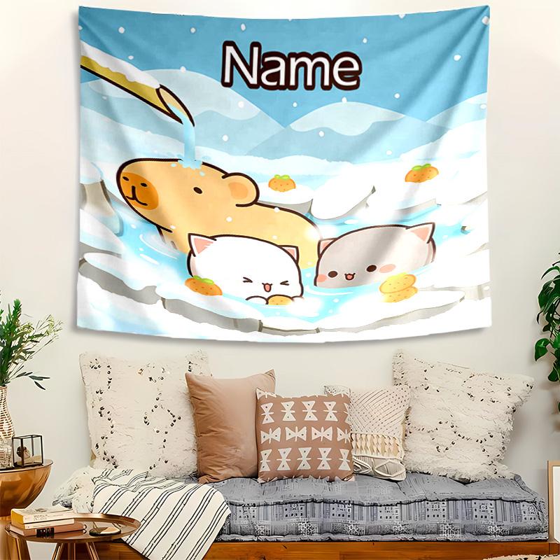 Personalized Bubu Dudu Background Tapestry,Custom Name Birthday Party,Multifunctional Wall Decoration for Home Decor,Various Occasions