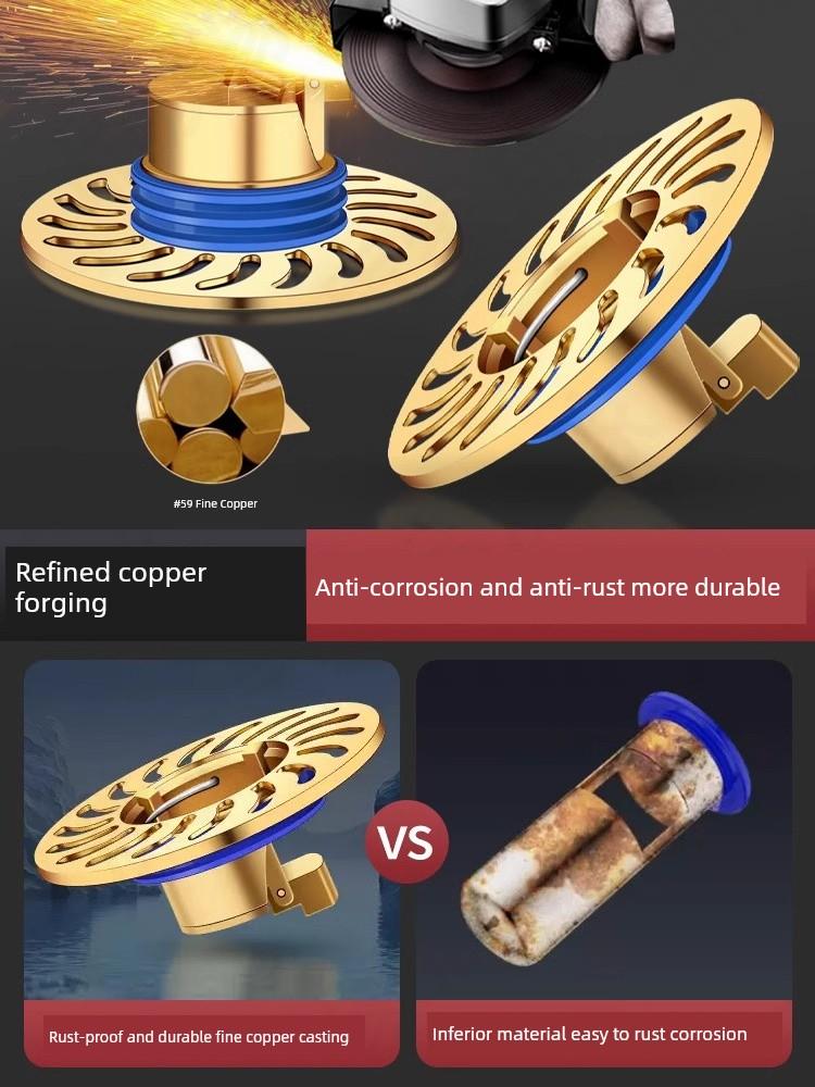 Italian Floor Drain Odor Preventer Large Filter Screen Bathroom Sewer Anti-Odor Sealing Cover Copper Neutral Anti-Odor