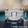 Luxury Full Sparkling CZ Women Ring Geometric Design Fashion Party Engagement Charming Accessories Temperament Jewelry