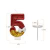 2.95-inch Red Gold Bow Digital Birthday Cake Candles Cake Candles Sparkling Wedding Baby Shower Party Decoration Cake Top Cover