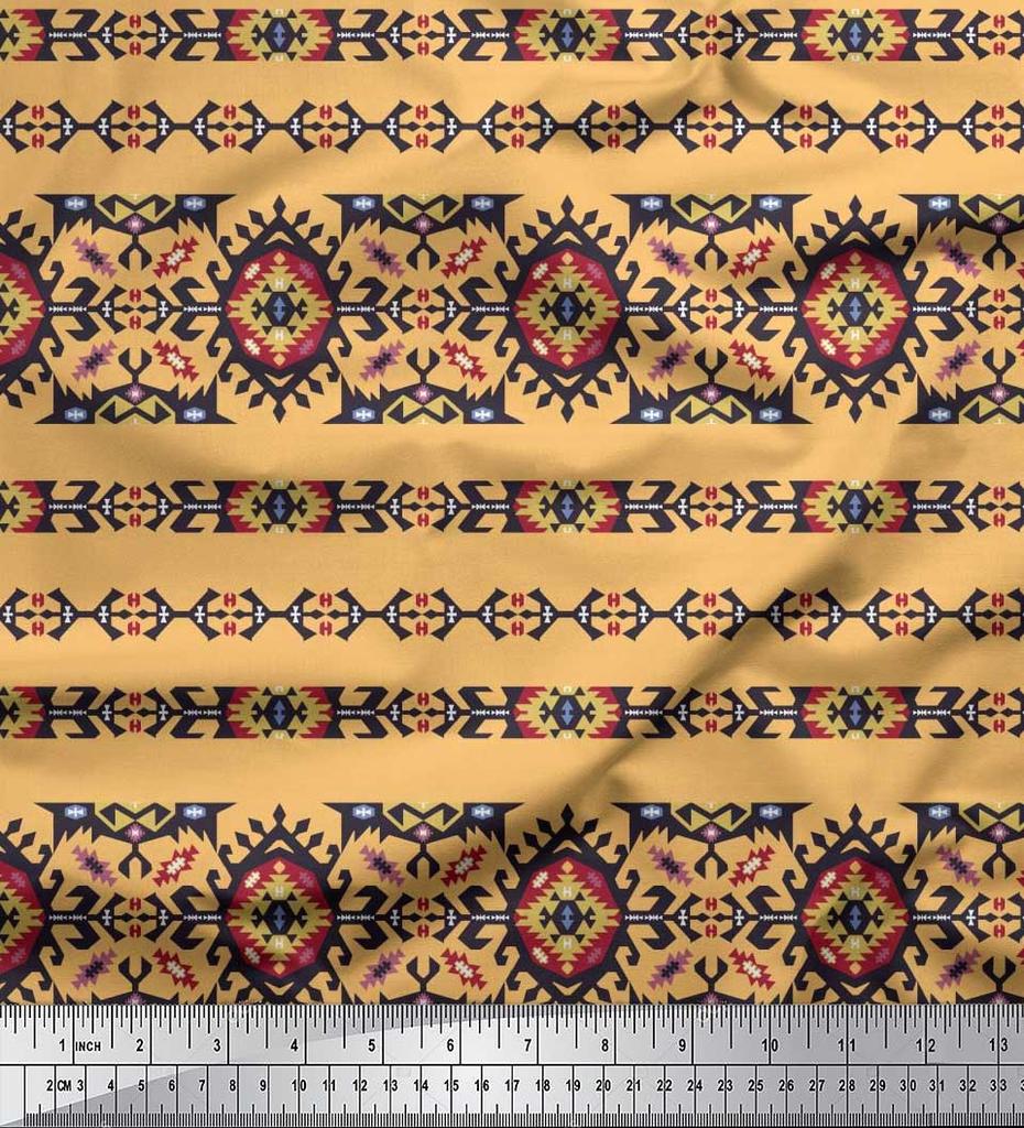 Soimoi Японская креп-сатиновая ткань Ацтекская юго-западная печатная ткань 1 метр 42 дюйма