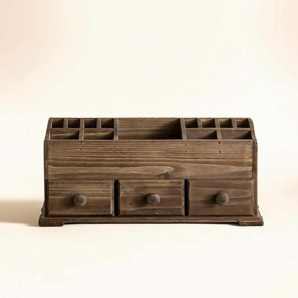 Desk Organizer with Drawers Distressed Desktop Organizer Storage Box with Drawers Farmhouse 3-Drawer for Dressing Table