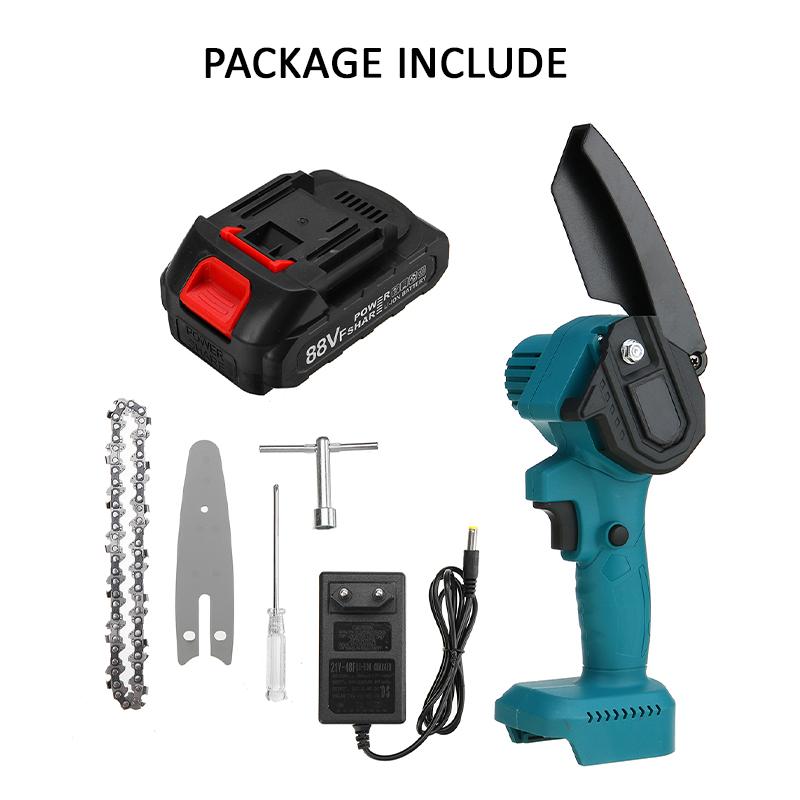 Мини 1200 Вт 4 дюйма Электрическая цепная пила Электрическая бензопила с 2 литиевыми батареями Деревообработка Обрезная пила Одноручный садовый инструмент