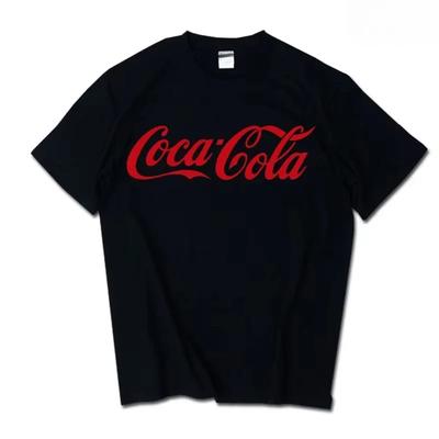 Классическая футболка с принтом логотипа Cocacola Унисекс Унисекс Повседневная Свободная Хлопковая Футболка с Коротким Рукавом Ретро Уличная Одежда Унисекс Топы