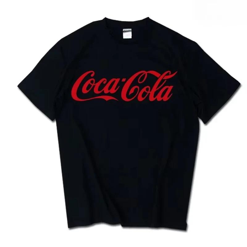 Classic Cocacola Logo Print Tshirt Unisex Unisex Casual Loose Cotton Short Sleeve Tee Retro Streetwear Unisex Tops