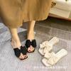 Fashion 2024 New Bow Slippers for Women's Summer Outwear Fashion Home Flat Bottom Anti Slip Fairy Style Slippers Luxury Women's Shoes