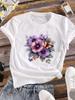 (Asian Size) Love Watercolor Flower Trend Clothing Fashion Print Women Casual Top Lady Female  Short Sleeve T Shirt Tee Graphic T-shirts