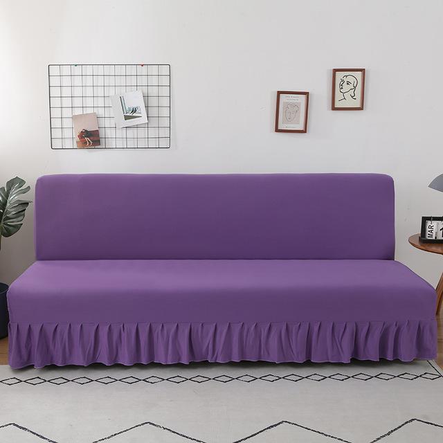 Чехол для дивана серии Solid Color с кромкой юбки для складного дивана, чехол без подлокотника, всеобъемлющий эластичный защитный чехол