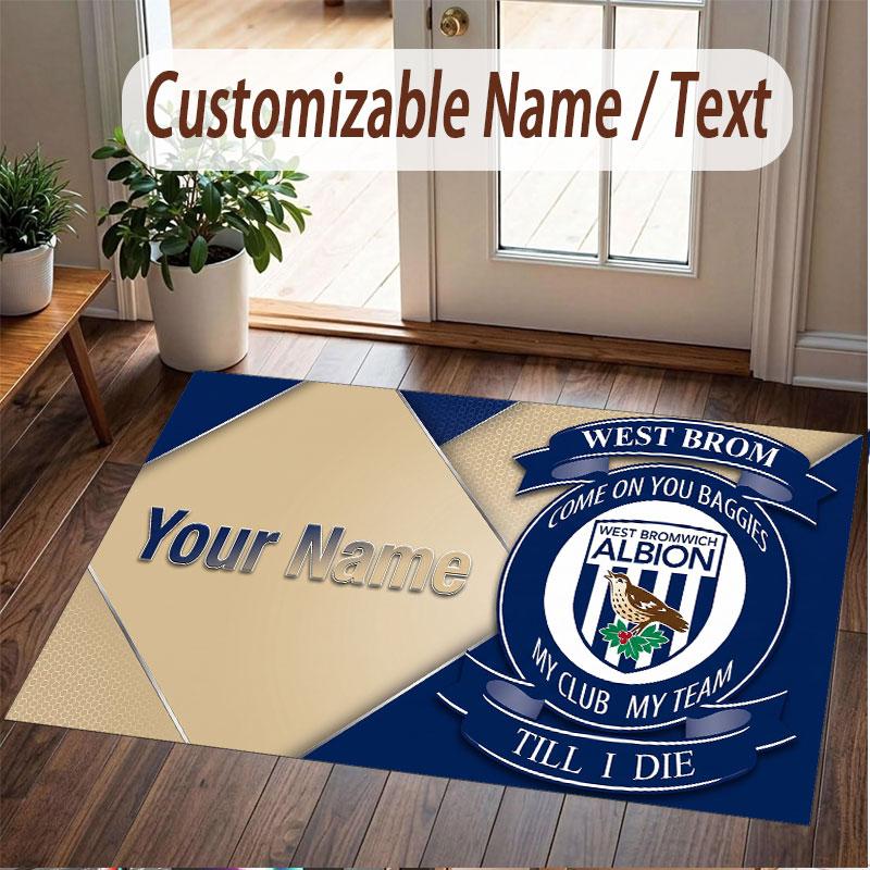 Custom Rug West Bromwich Albion Pattern Print Name Text Soft Non‑Slip Floor Carpet for Home Indoor Decoration