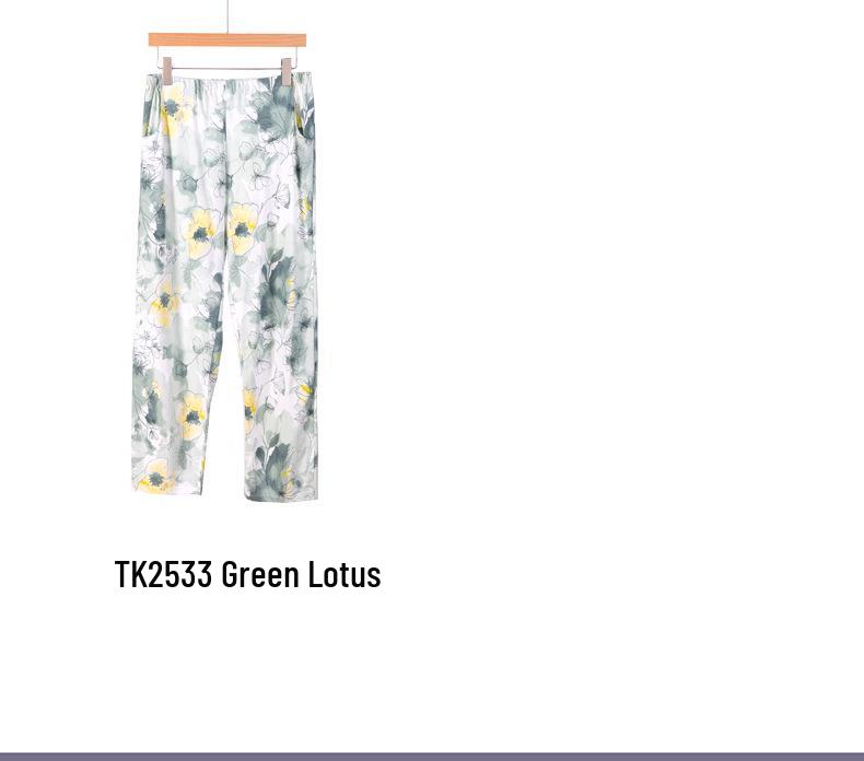 Женские трикотажные пижамные брюки из чистого хлопка - Весна/Лето, Свободный крой, Большой размер, Эластичная талия, Защита от комаров