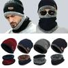 Men Women Fleece Thermal Neck Scarf Cap Beanie Hat Scarf Knitted Hat Balaclava